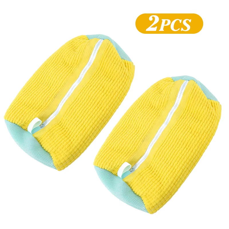 2PCS Shoe Wash Machine Bag, Shoes Laundry Bag Shoe Wash Bag for Washing Machine, Reusable Zipper Shoe Washing Bag, Remove Dirt