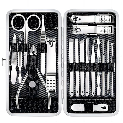 LUXTECH™ 19-Piece Precision Stainless Steel Manicure & Pedicure Kit – Professional Grooming Tools in Premium Leather Case