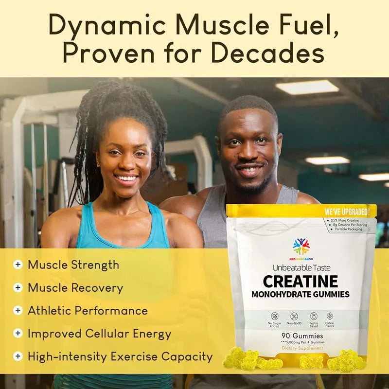 PowerForm Creatine Gummies – High-Potency 5000mcg Creatine Monohydrate for Muscle Growth, Strength & Cellular Energy Support (Men & Women)